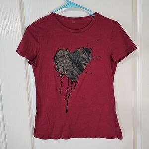 Heart Graphic Red Women's Top